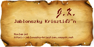 Jablonszky Krisztián névjegykártya